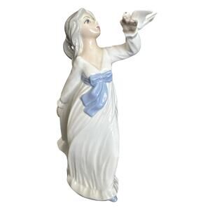 Vintage Tengra Porcelain Dancing Girl with Dove Figurine